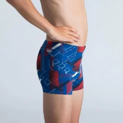 Boxer De Bain Natation Garçon - Fitib - Bleu Outremer / Rouge Fluo / Blanc -Aquasport Soldes boxer de bain natation garcon fitib bleu outremer rouge fluo blanc 2