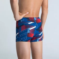 Boxer De Bain Natation Garçon - Fitib - Bleu Outremer / Rouge Fluo / Blanc -Aquasport Soldes boxer de bain natation garcon fitib bleu outremer rouge fluo blanc 3