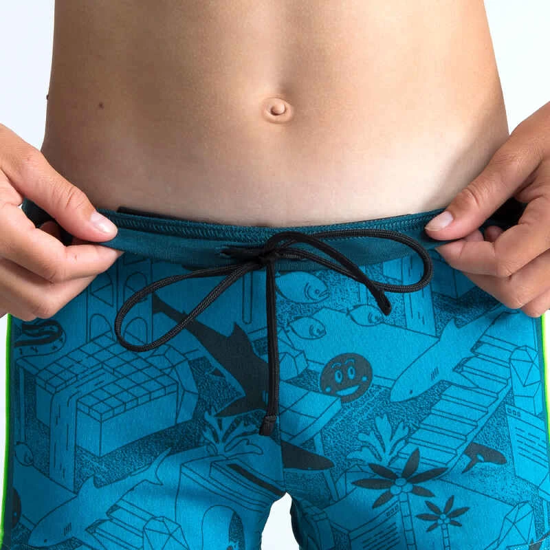 Boxer De Bain Natation Garçon - Yokob - Bleu Sombre / Vert Fluo 5 Boxer De Bain Natation Garçon - Yokob - Bleu Sombre / Vert Fluo – Image 5