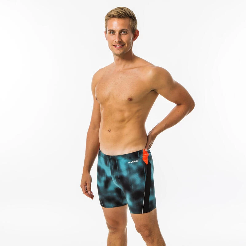 Boxer De Bain Natation Homme - Long - Turquoise / Noir / Orange 1 Boxer De Bain Natation Homme - Long - Turquoise / Noir / Orange