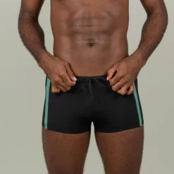 Boxer De Bain Natation Homme NEGOMBO - Noir Turquoise -Aquasport Soldes boxer de bain natation homme negombo noir turquoise 3