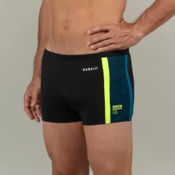 Boxer De Bain Natation Homme - Yoko - Noir/ Jaune / Bleu