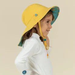 Chapeau Anti UV Bébé Réversible Jaune Et Bleu Imprimé SAVANE -Aquasport Soldes chapeau anti uv bebe reversible jaune et bleu imprime savane 3