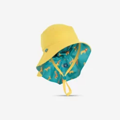 Chapeau Anti UV Bébé Réversible Jaune Et Bleu Imprimé SAVANE -Aquasport Soldes chapeau anti uv bebe reversible jaune et bleu imprime savane 4