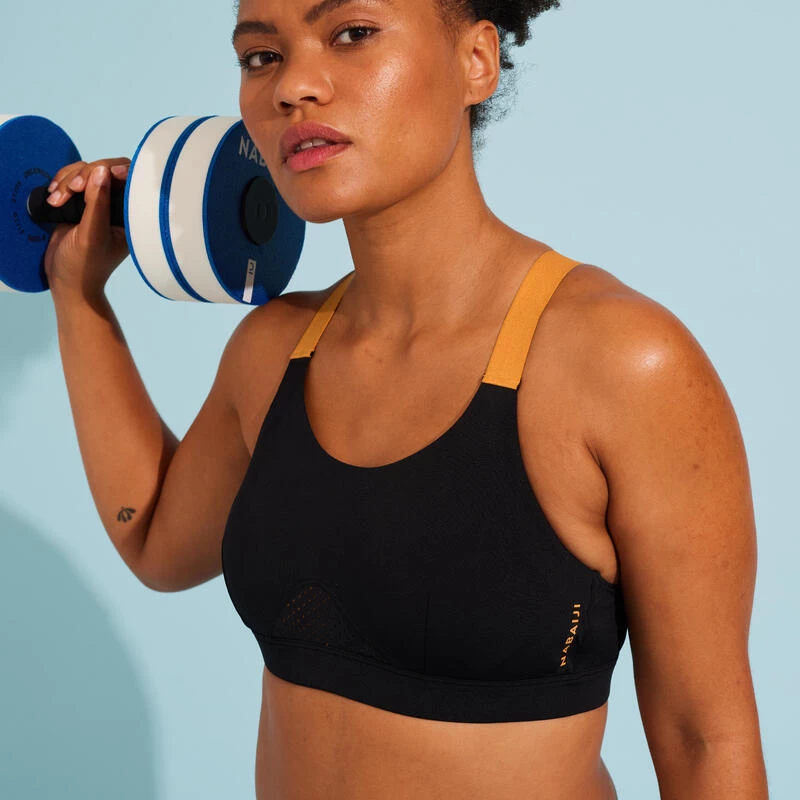 Haut De Maillot De Bain Aquagym-aquabike Femme Elea Noir Ocre 1 Haut De Maillot De Bain Aquagym-aquabike Femme Elea Noir Ocre