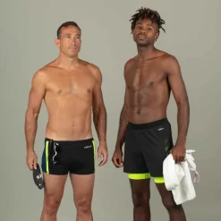 Jammer-Short De Natation Homme 500 Fiti - Noir / Jaune / Beige -Aquasport Soldes jammer short de natation homme 500 fiti noir slash jaune slash beige 10