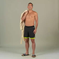 Jammer-Short De Natation Homme 500 Fiti - Noir / Jaune / Beige -Aquasport Soldes jammer short de natation homme 500 fiti noir slash jaune slash beige 13