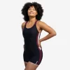Maillot De Bain 1 Pièce Shorty Aquafitness Femme Sofi Noir Rose