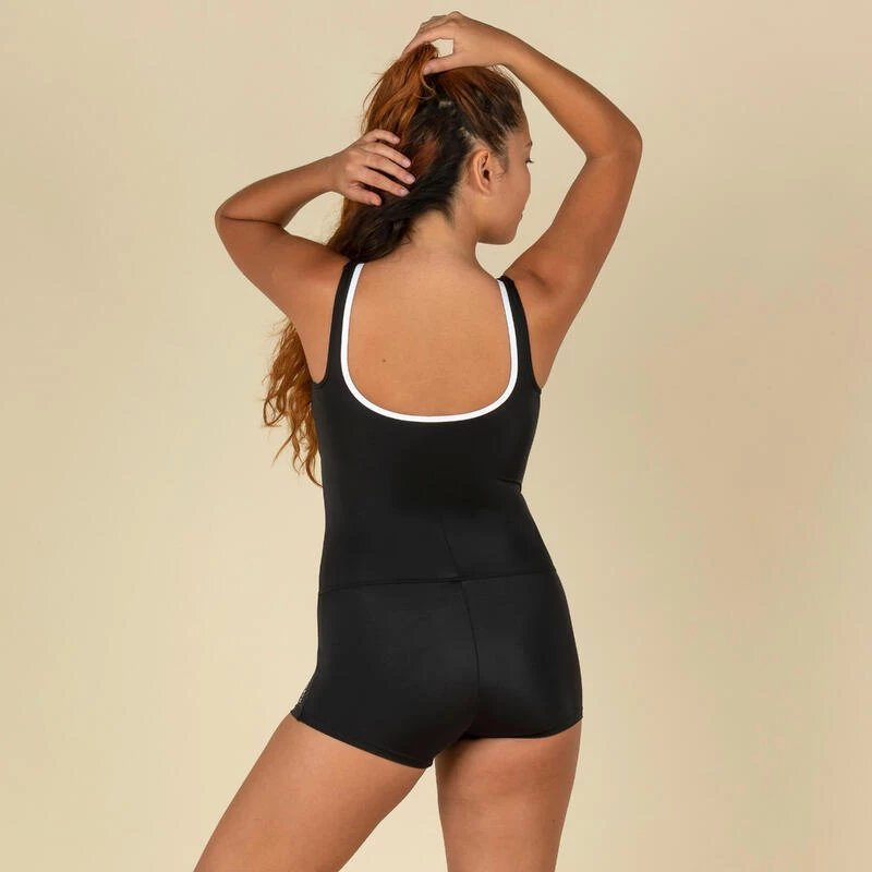 Maillot De Bain De Natation Femme 1 Pièce Heva Shorty Zip Noir 2 Maillot De Bain De Natation Femme 1 Pièce Heva Shorty Zip Noir – Image 2