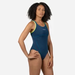 Maillot De Bain De Natation Une Pièce Femme Kamiye+ Bleu Vert