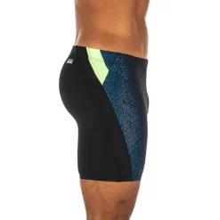 Boxer De Bain Natation Homme - Long - Noir / Bleu / Jaune -Aquasport Soldes maillot de bain homme boxer long 500 noir jaune bleu 2