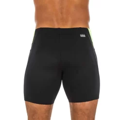 Boxer De Bain Natation Homme - Long - Noir / Bleu / Jaune -Aquasport Soldes maillot de bain homme boxer long 500 noir jaune bleu 3