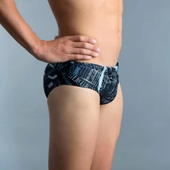 MAILLOT DE BAIN NATATION HOMME SLIP 900 PRINT KOLI GRIS -Aquasport Soldes maillot de bain natation homme slip 900 print koli gris 2