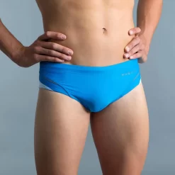 MAILLOT DE BAIN NATATION HOMME SLIP 900 YOKE BLEU BLANC