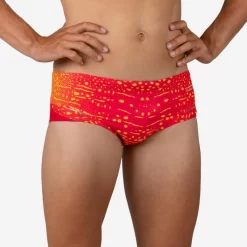 MAILLOT NATATION HOMME SLIP BANDEAU 900 BALEO ROUGE ORANGE