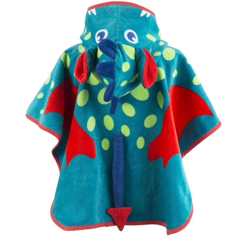 Poncho Bébé Avec Capuche Bleu Vert Imprimé DRAGON 3 Poncho Bébé Avec Capuche Bleu Vert Imprimé DRAGON – Image 3