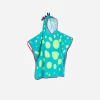 Poncho De Bain Coton Bébé - Dragon Bleu-Vert