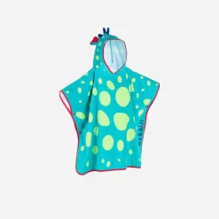 Poncho De Bain Coton Bébé - Dragon Bleu-Vert