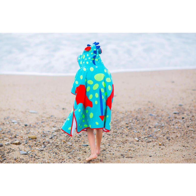 Poncho De Bain Coton Bébé - Dragon Bleu-Vert 2 Poncho De Bain Coton Bébé - Dragon Bleu-Vert – Image 2
