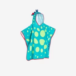 Poncho De Bain Coton Bébé - Dragon Bleu-Vert