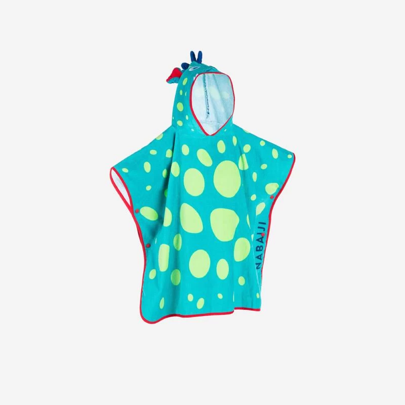 Poncho De Bain Coton Bébé - Dragon Bleu-Vert 1 Poncho De Bain Coton Bébé - Dragon Bleu-Vert