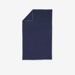 Serviette De Bain Microfibre à Rayures Bleu Foncé Taille L 80 X 130 Cm