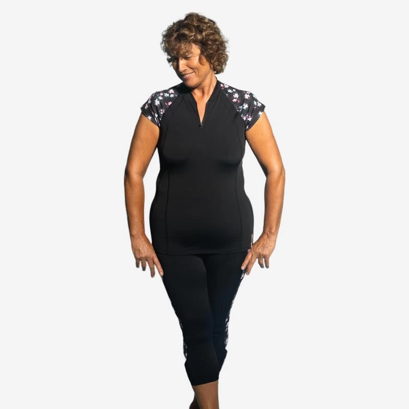 Tee Shirt Manches Courtes Aquagym-aquabike Femme Anna Sisi Noir 1 Tee Shirt Manches Courtes Aquagym-aquabike Femme Anna Sisi Noir