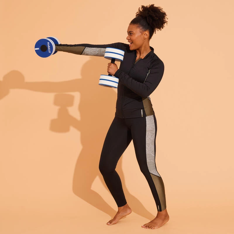 Tee Shirt Zippé Manches Longes Femme Aquagym Aquabike LIA KAKI 4 Tee Shirt Zippé Manches Longes Femme Aquagym Aquabike LIA KAKI – Image 4